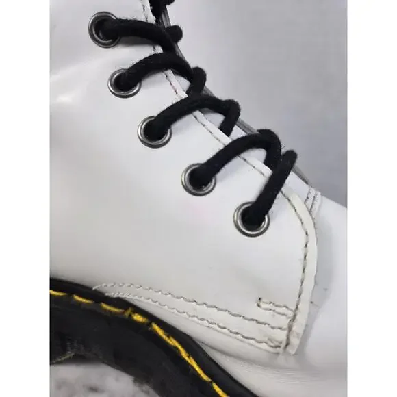 Dr Martens Britain - White 20 Hole Knee High Platform Boots - Womens 8 - Picture 14 of 16